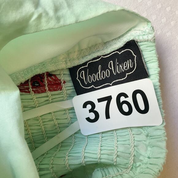 Voodoo Vixen Women Dress S Mint Green Watermelon Embroidery Fruit Fit & Flare - Picture 2 of 12